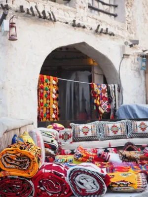 Colorful Textiles In A Market