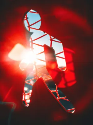 Red Grid Reflection