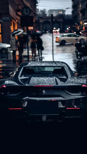 Ferrari In The Rain