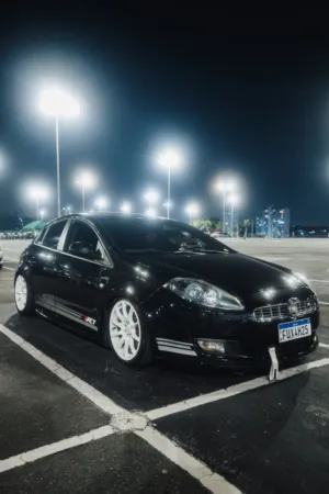 Black Car In Parking Lot At Night