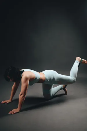 Fitness Model In Light Blue Outfit