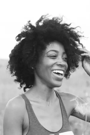 Laughing Woman With Afro
