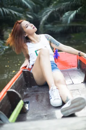 Relaxed Woman On Boat
