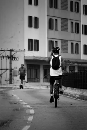 Bike Rider On Urban Street