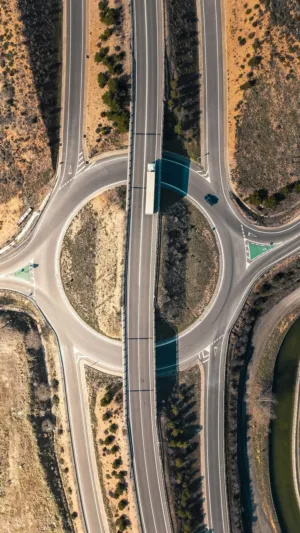 Aerial View Of A Highway Interchange