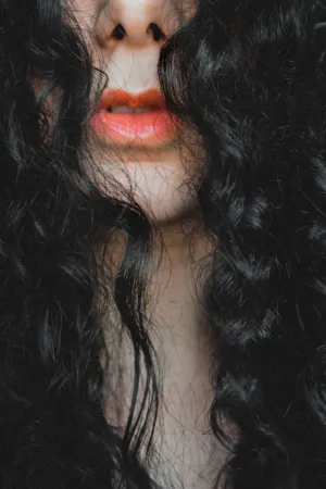 Curly Hair And Red Lips