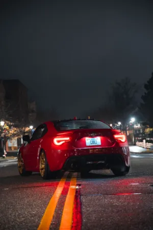 Red Sports Car At Night