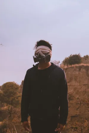 Person In Mask And Head Wrap