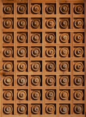 Wooden Door With Geometric Pattern