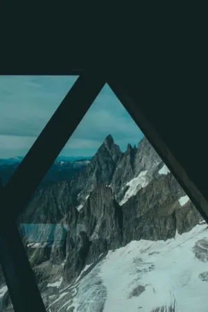 Mountain View Through A Geometric Window