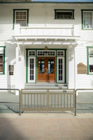 White Building With Green Trim