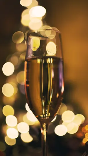 Champagne Glass With Bokeh Lights
