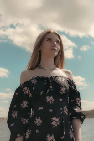 Young Woman In Floral Dress