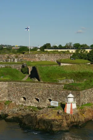 Fortress With Lighthouse And Flag