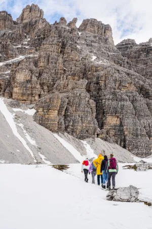 Hikers In The Snowy Mountains