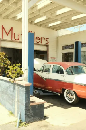 Classic Car At Vintage Garage