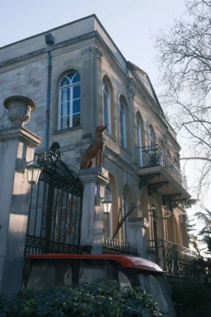 Classical Architecture With Dog Statue