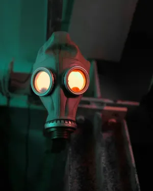 Gas Mask With Glowing Eyes