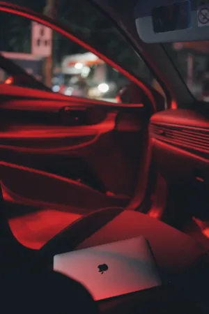 Car Interior With Laptop