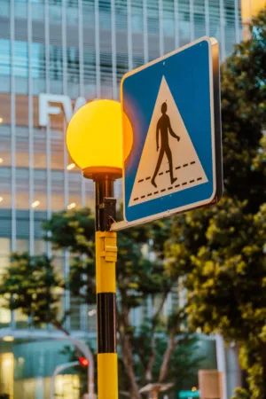 Urban Pedestrian Crossing Sign
