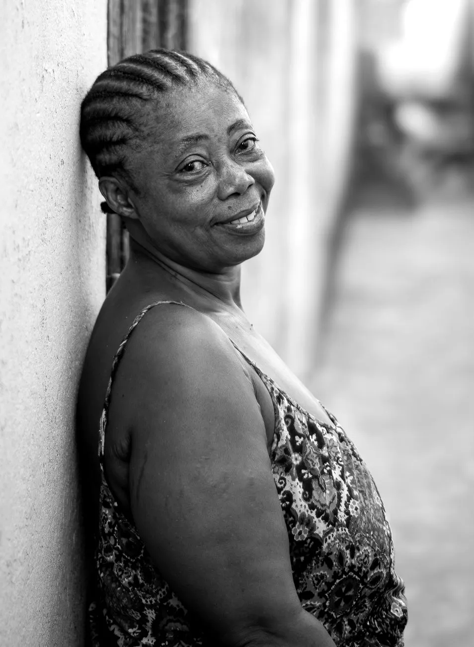 Smiling Woman In Black And White