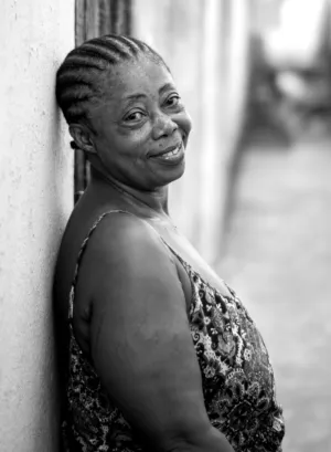 Smiling Woman In Black And White
