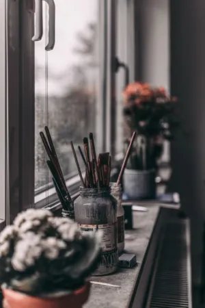 Window Sill With Art Supplies