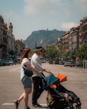 Family Walking In Barcelona