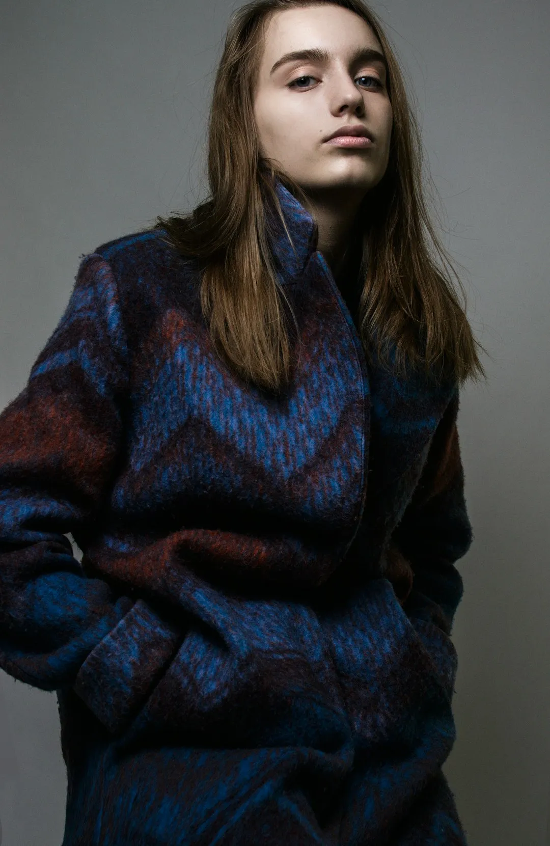 Blue And Brown Patterned Coat