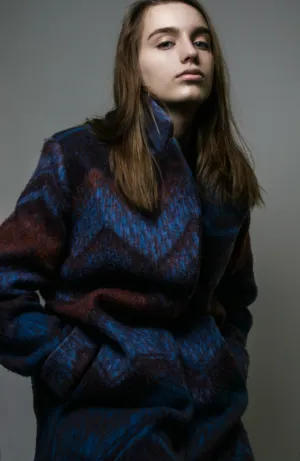 Blue And Brown Patterned Coat