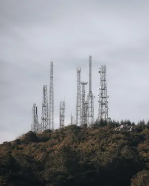 Communication Towers On A Hill