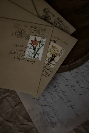 Vintage Envelopes With Floral Stamps