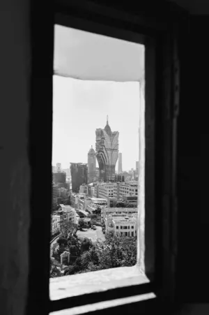 Cityscape Through Window
