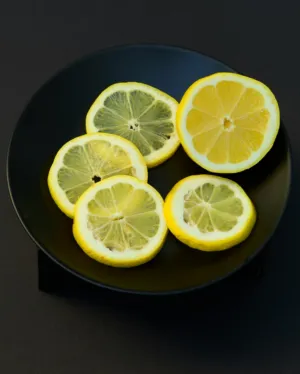 Lemon Slices On A Black Plate