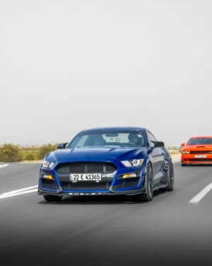 Blue Shelby Gt500 Mustang On The Road