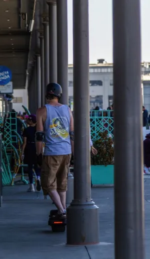 Skateboarder On Electric Skateboard