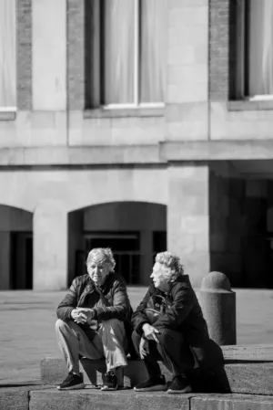 Two Elderly Women Sitting Together