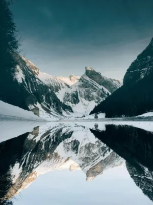 Snowy Mountain Reflection
