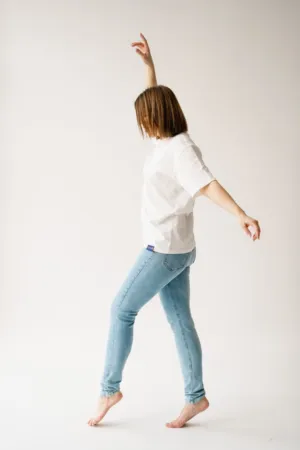 Barefoot Woman In Casual Outfit