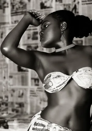 Fashion Model In Newspaper Outfit