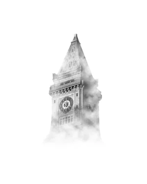 Clock Tower In The Mist