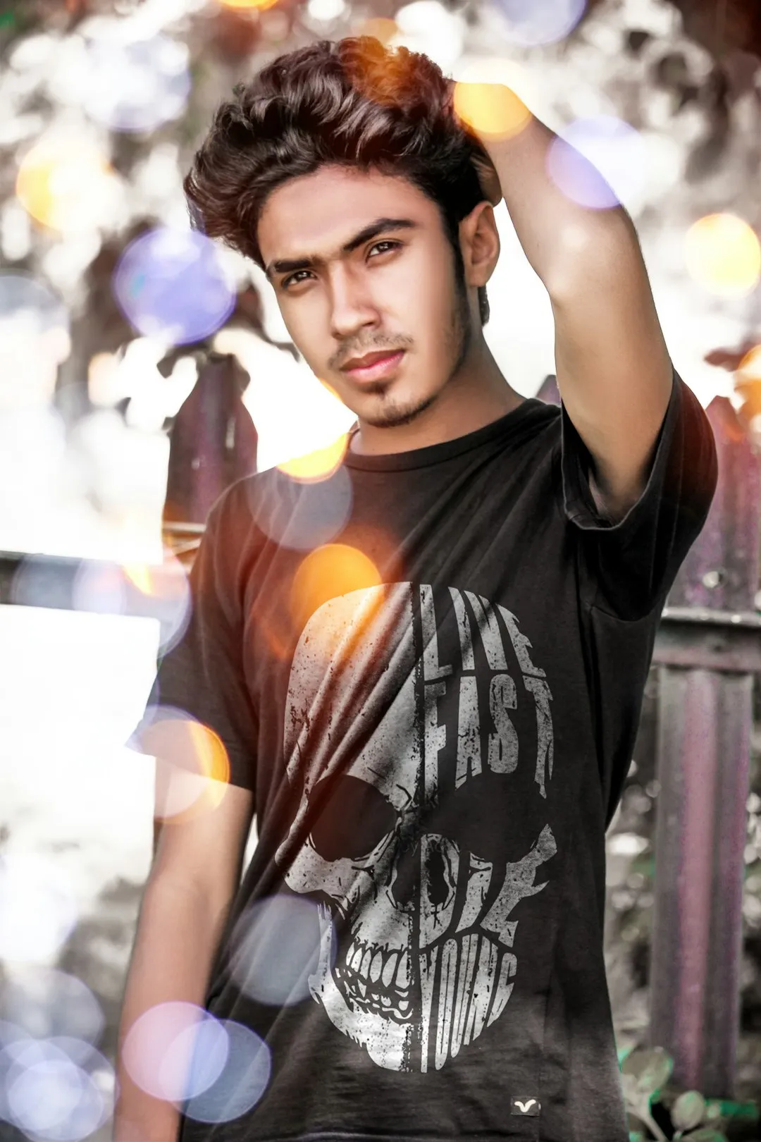 Young Man In Black T-Shirt