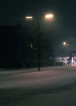 Snowy Night Street
