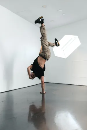 Man Performing A Handstand