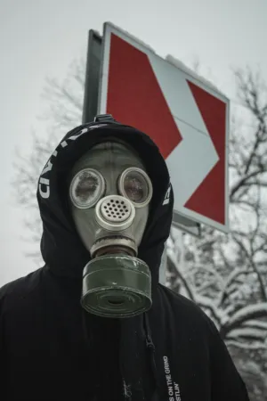 Person In Gas Mask