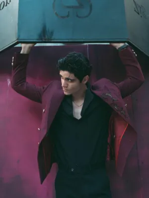 Elegant Male Model In Burgundy Jacket