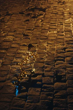 Cobbled Street At Night