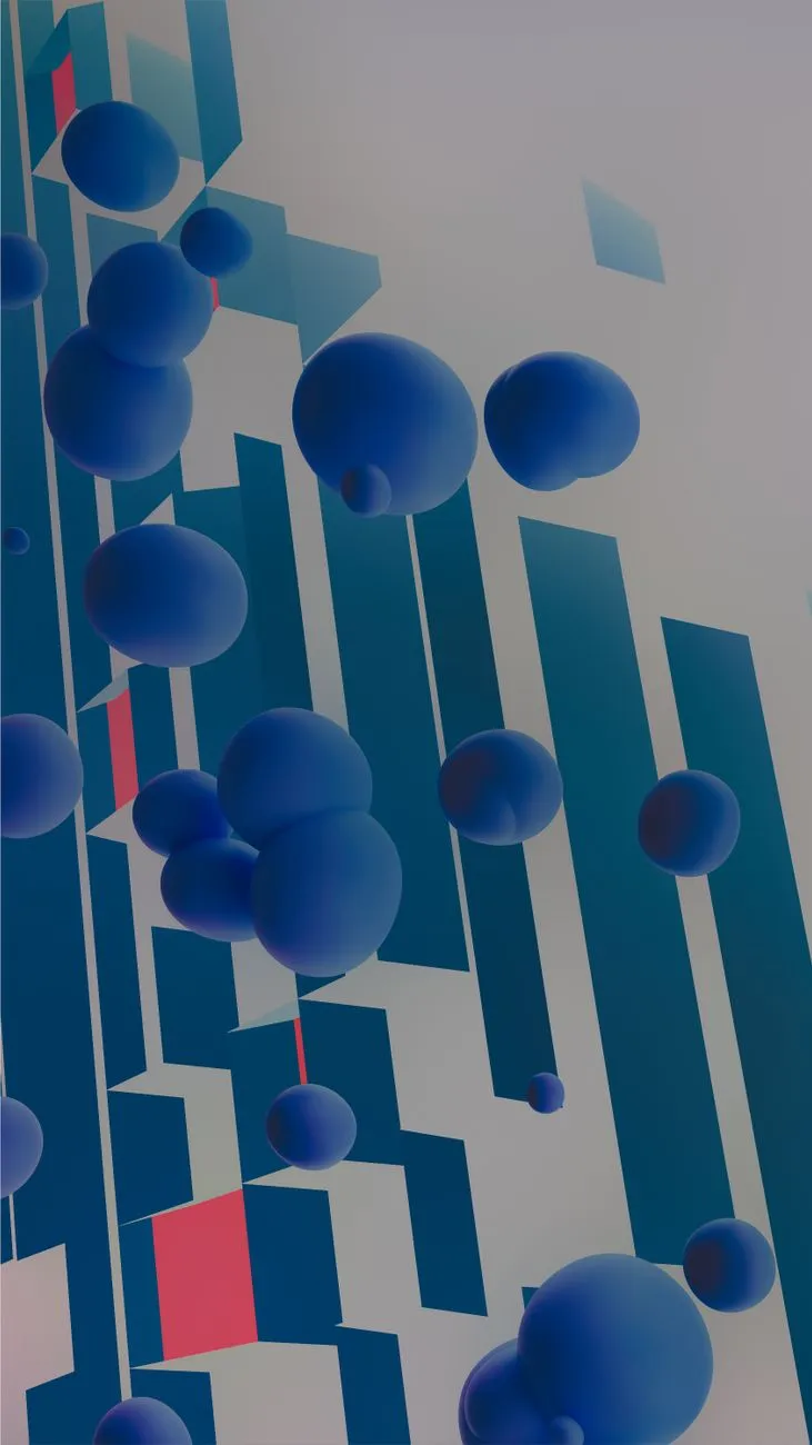 Blue Bubbles And Geometric Shapes