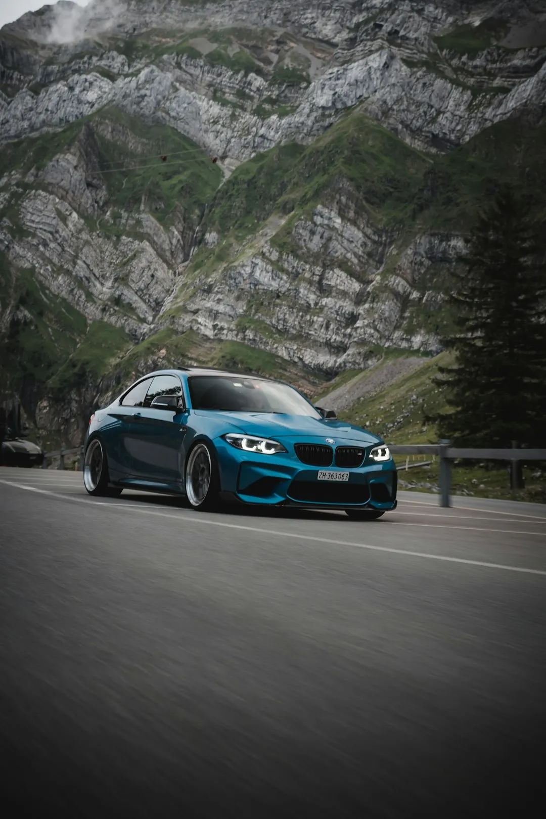 Blue Bmw M2 On Mountain Road