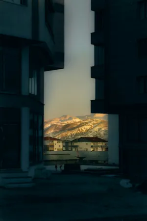 Urban And Mountainous Landscape